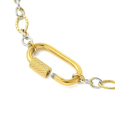 5MM Two Tone 304 Stainless Steel Textured Figaro Chain Necklaces NJEW-JN06466-02-1