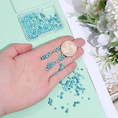 337Pcs 3 Sizes Dyed Synthetic Turquoise Beads TURQ-PH0001-23-1
