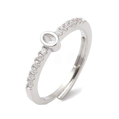 Rack Plating Brass Clear Cubic Zirconia Number 0 Adjustable Rings for Women RJEW-S407-09P-10-1