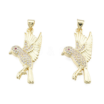 Brass Micro Pave Clear Cubic Zirconia Pendants ZIRC-N039-254-1