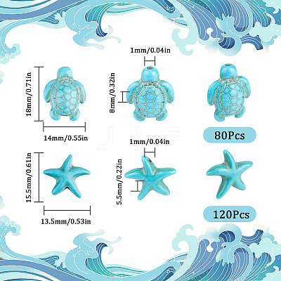 200Pcs Dyed Synthetic Turquoise and Howlite Beads G-SC0002-42-1