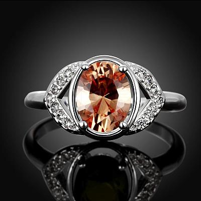 Classic Oval Brass Cubic Zirconia Rings for Women RJEW-BB06189-8C-1