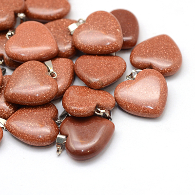Heart Synthetic Goldstone Pendants G-Q438-13-1
