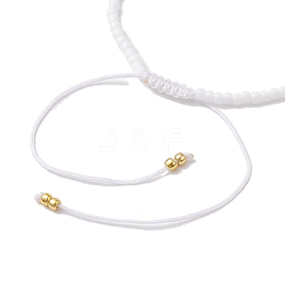 Adjustable Natural Rainbow Moonstone & Seed Braided Bead Bracelets BJEW-JB10181-01-1