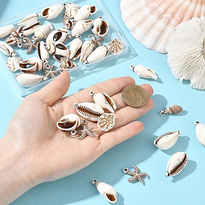 40Pcs 8 Styles Spray Painted Opaque Acrylic Pendants ACRP-YW0001-21-1