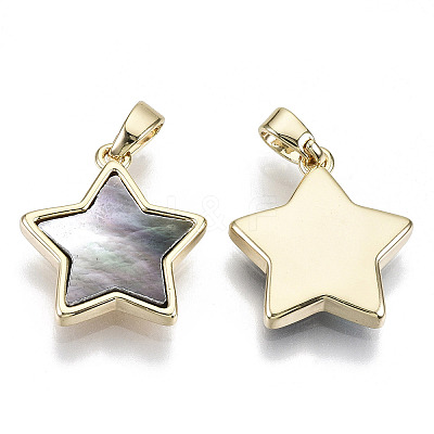Natural Black Lip Shell Pendants X-KK-R112-010-NF-1