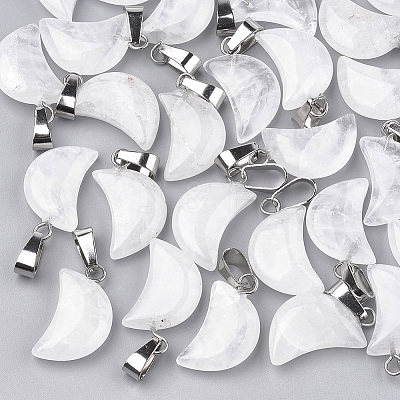 Moon Natural Quartz Crystal Pendants X-G-Q369-04-1