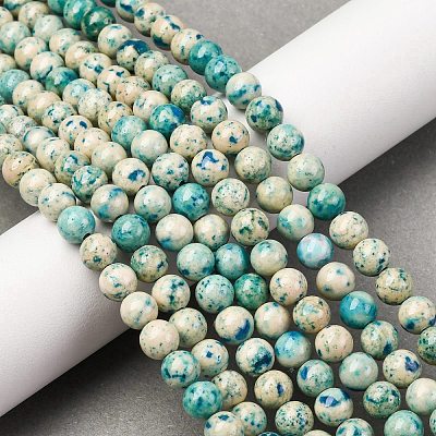 Natural Dyed Marble Beads Strands G-P593-6mm-04-1