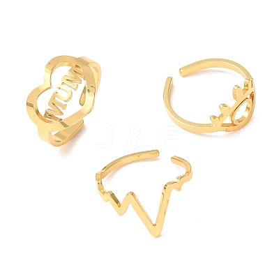 304 Stainless Steel Open Cuff Rings Set for Women SA-CBABC0E-07G-1