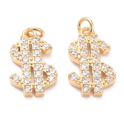 Brass Micro Pave Cubic Zirconia Pendants ZIRC-O044-18G-1