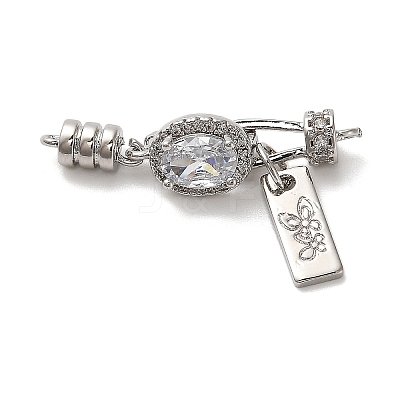 Brass Micro Pave Clear Cubic Zirconia Fold Over Clasps KK-B110-04P-1