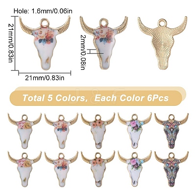 30Pcs 5 Colors Alloy Enamel Pendants ENAM-SC0003-85-1