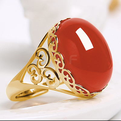 Oval Natural Chalcedony Finger Rings WG05C38-03-1