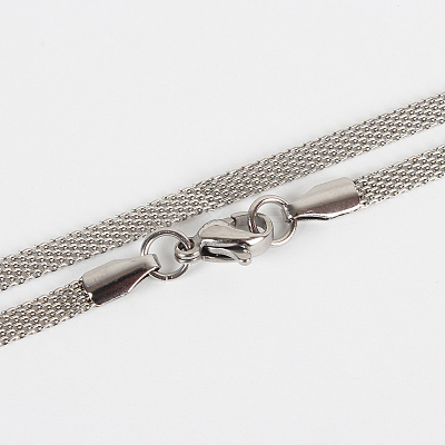 Non-Tarnish 304 Stainless Steel Mesh Chain Necklace Making X-STAS-P045-15P-1