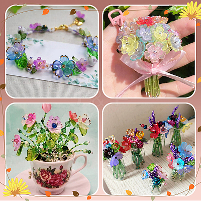 300Pcs 6 Styles Spray Paint ABS Plastic Imitation Pearl Bead Caps MACR-SC0002-75-1