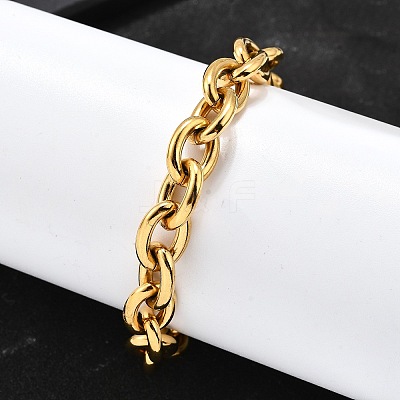 304 Stainless Steel Cable Chain Bracelets for Women LS-BJEW-Q050-01C-G-1