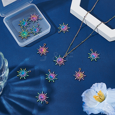 12Pcs Rainbow Color Alloy Pendants FIND-LP0001-55-1