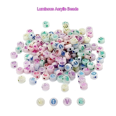 200Pcs Luminous Acrylic Beads MACR-YW0001-39-1