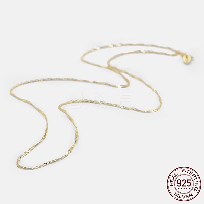 925 Sterling Silver Singapore Chain Necklaces STER-F039-40cm-06G-1