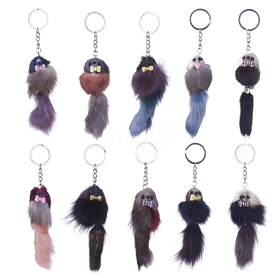 Faux Fur Squirrel Keychain KEYC-L025-R-1