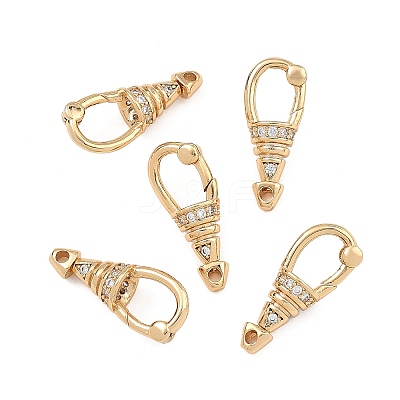 SHEGRACE Brass Micro Pave Clear Cubic Zirconia Spring Gate Clasps XGRQ58768-750G-1