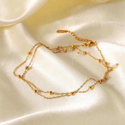 French Style 304 Stainless Steel Cable Chain Double Layer Bracelets IW3608-1