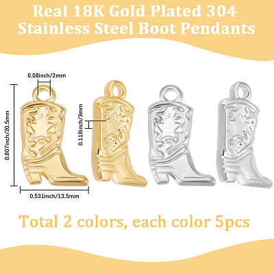10Pcs 2 Colors 304 Stainless Steel Pendants STAS-BBC0007-03-1