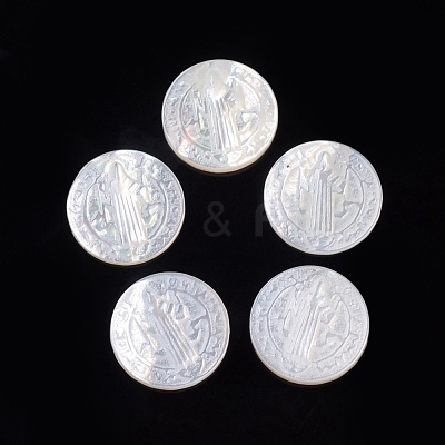 Natural White Shell Cabochons SSHEL-D083-12C-1