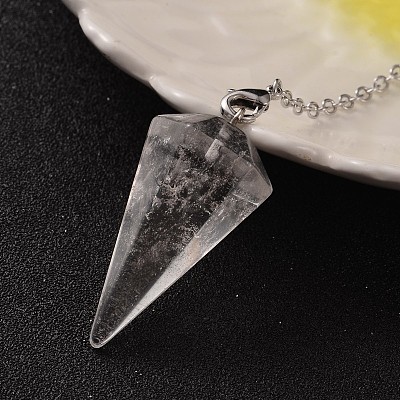 Platinum Tone Brass Crystal Cone Hexagonal Pointed Dowsing Pendulums X-MAK-M015-01I-1