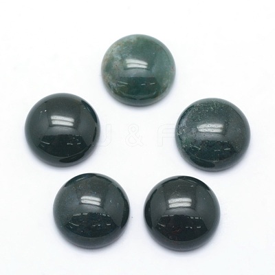 Natural Moss Agate Cabochons G-P393-R28-12mm-1