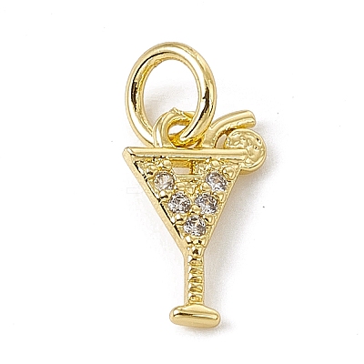 Brass Micro Pave Cubic Zirconia Charms X-ZIRC-F132-15G-1