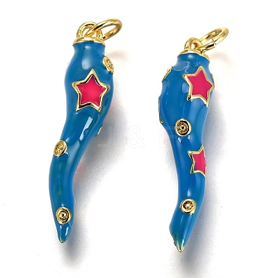 Brass Enamel Pendants KK-B026-15G-E-1