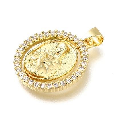 Rack Plating Brass with Cubic Zirconia Pendants KK-Z086-33G-12-1