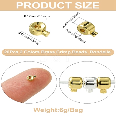 20Pcs 2 Colors Brass Crimp Beads KK-CJ0001-92-1