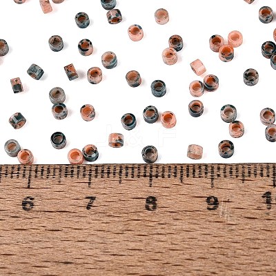 Opaque Picasso Cylinder Glass Beads SEED-Q039-06A-10-1