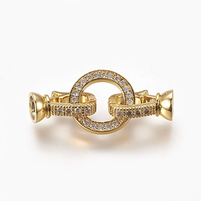 Brass Micro Pave Cubic Zirconia Fold Over Clasps KK-P164-14-1