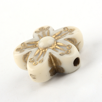 Flower Plating Acrylic Beads X-PACR-Q102-138A-1