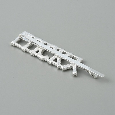 Word LUCKY Alloy Rhinestone Hair Bobby Pins FIND-WH0152-34C-S-1