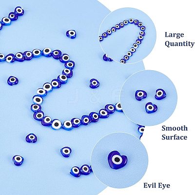 2 Strands Handmade Evil Eye Lampwork Beads Strands LAMP-FH0001-08B-1