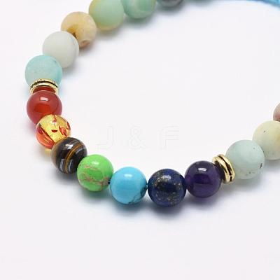 Natural Amazonite Braided Bead Bracelets BJEW-F276-G10-1