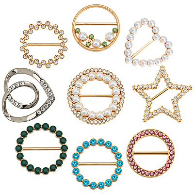 9Pcs 9 Styles Alloy Buckles AJEW-GF0011-32-1