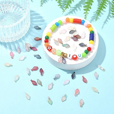 Acrylic Leaf Charms OACR-CJC0020-03-1