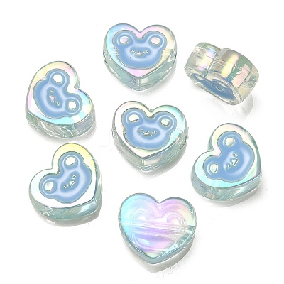 UV Plating Rainbow Iridescent Acrylic Enamel Beads OACR-G012-12A-1