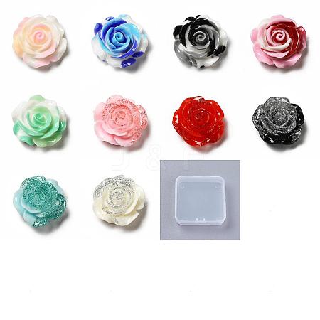   40Pcs 10 Colors Gradient Color Opaque Resin Cabochons CRES-PH0001-17-1