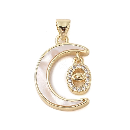 Brass Micro Pave Clear Cubic Zirconia Pendant KK-I712-49G-03-1