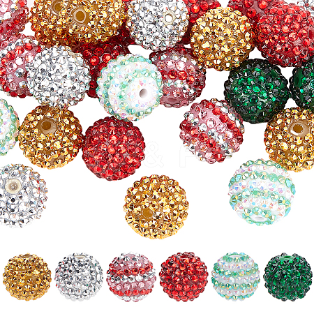 36Pcs 6 Styles Transparent Resin Rhinestone Beads RESI-SC0003-39-1