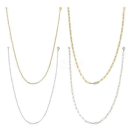 16Pcs 4 Style 304 Stainless Steel Chain Necklaces NJEW-TAC0026-1