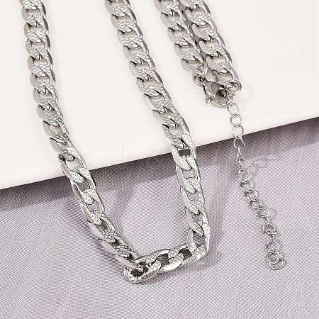 6MM 304 Stainless Steel Cuban Link Chain Necklaces for Women NJEW-G177-01P-1