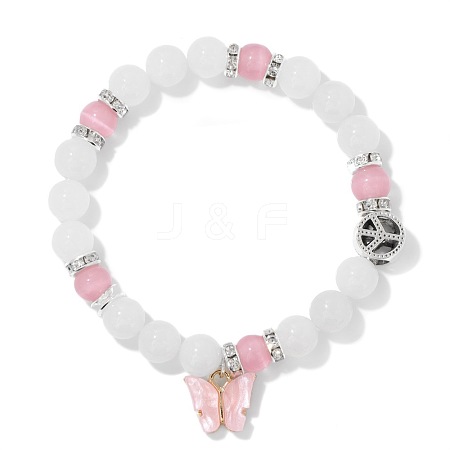 Natual White Jade Beads Stretch Bracelets for Women CR9776-2-1