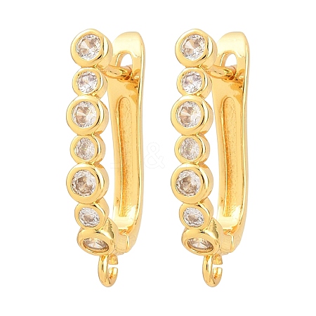 Brass Micro Pave Clear Cubic Zirconia Hoop Earrings Findings KK-K340-33G-1